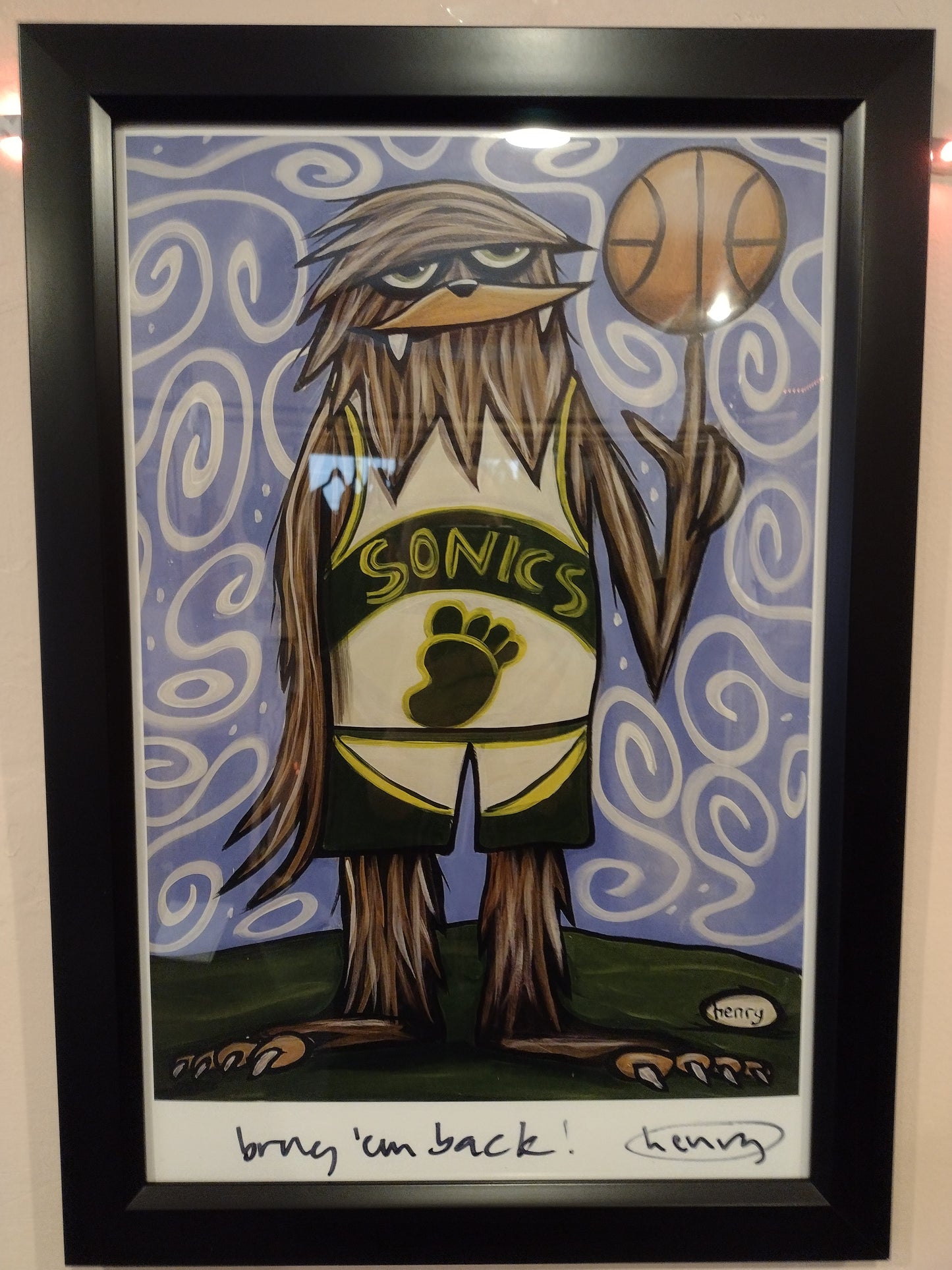 Henry ryan seattle supersonics signed framed print